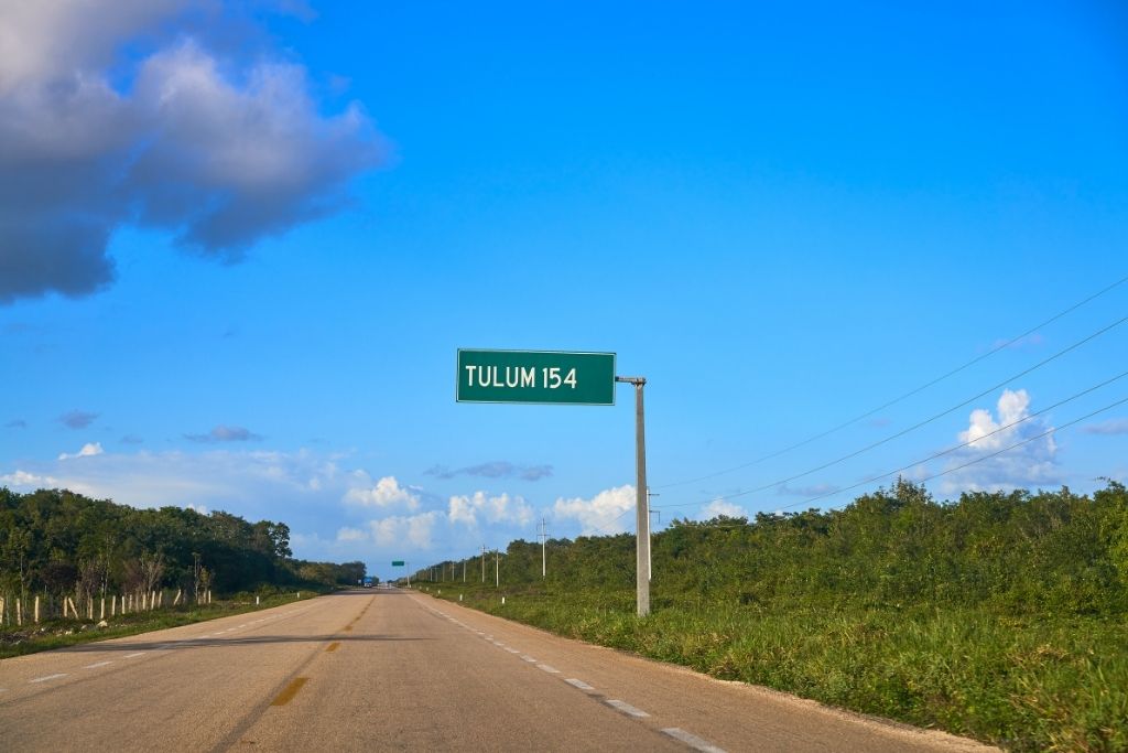 Highway sign to Tulum
