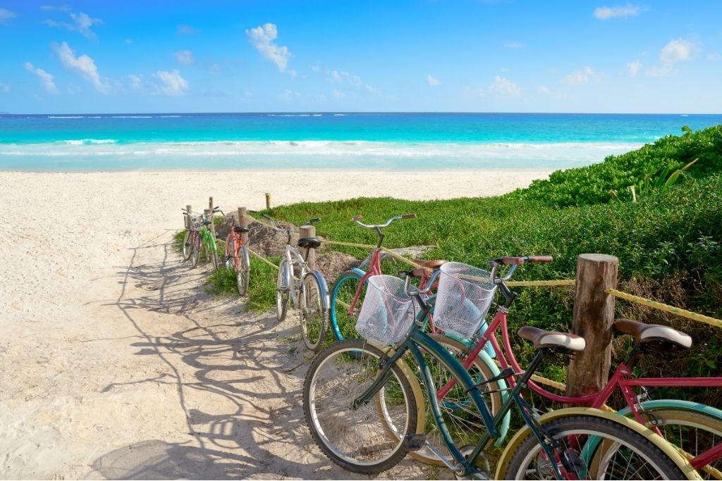 Bikes on Playa Maya in Tulum.